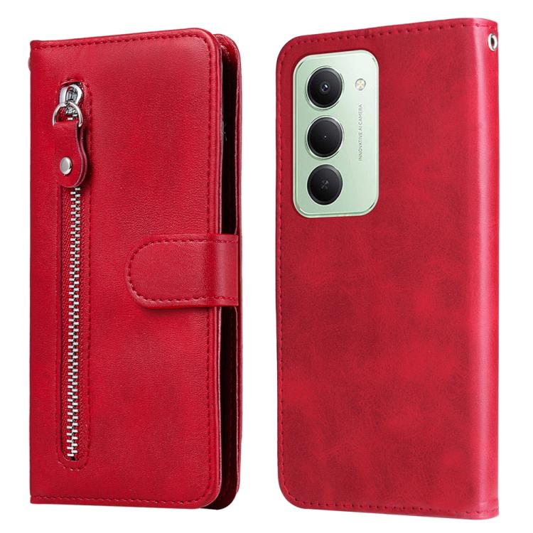 

For Redmi 15 5G Global / 15 4G SEA 169.5mm Fashion Calf Texture Zipper Leather Phone Case(Red)