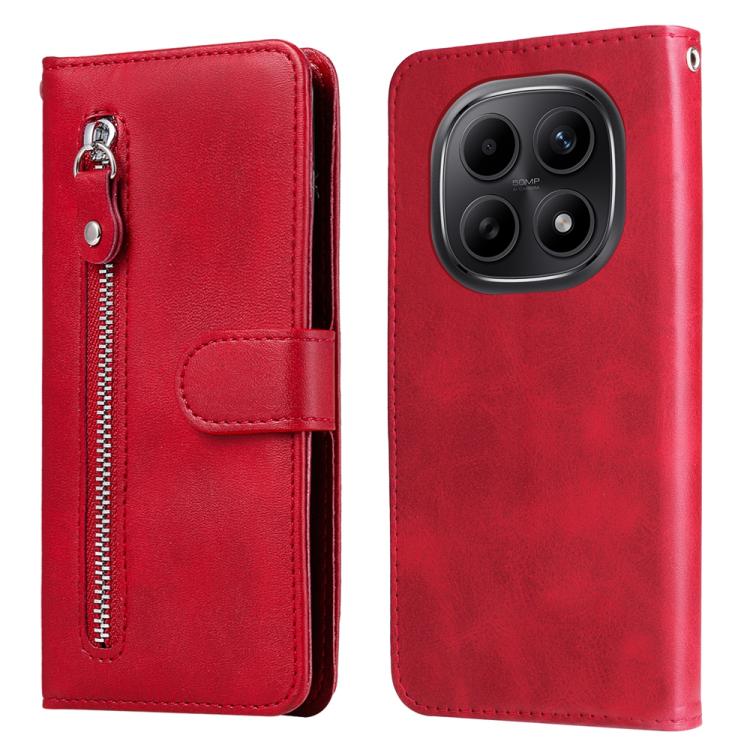 

For Redmi Note 15 5G Global 164mm Fashion Calf Texture Zipper Leather Phone Case(Red)