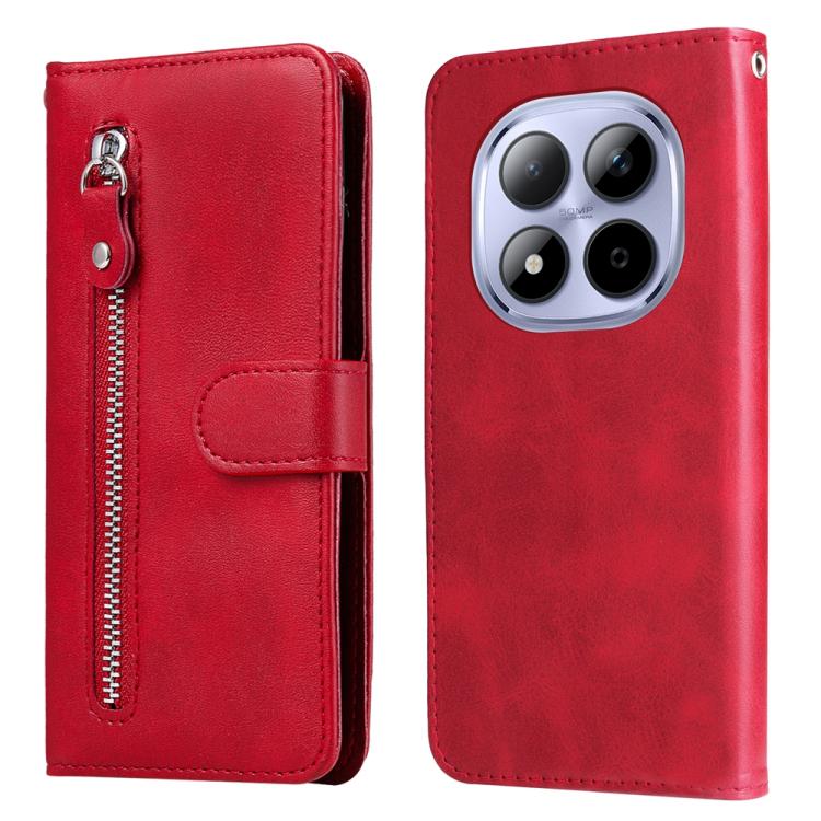 

For Redmi Note 15 Pro 5G Global 163.6mm Fashion Calf Texture Zipper Leather Phone Case(Red)
