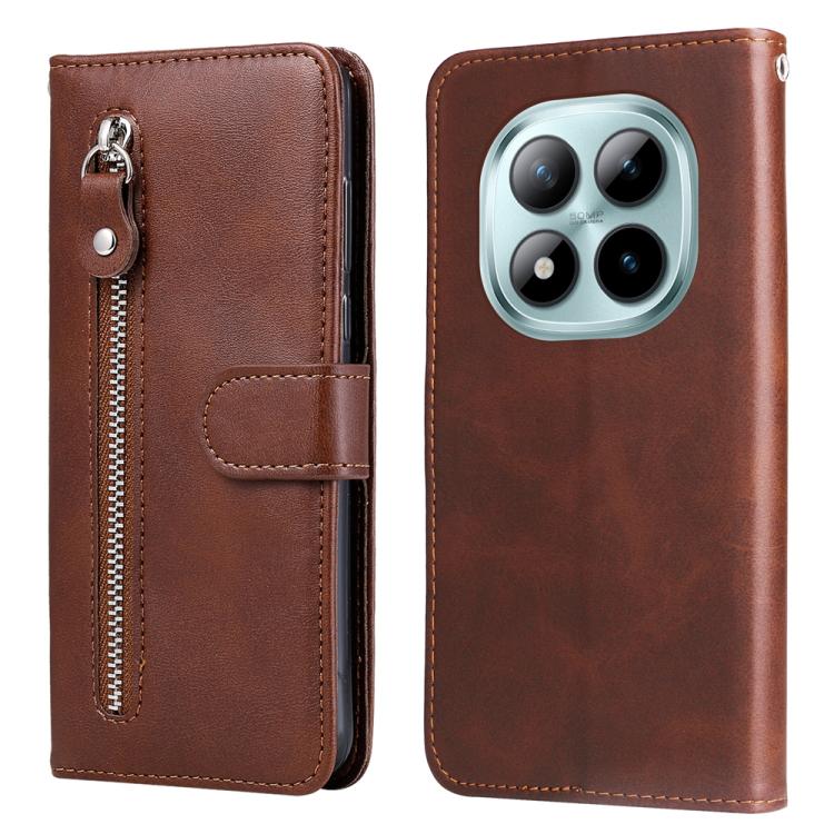 

For Redmi Note 15 Pro+ 5G Global 163.3mm Fashion Calf Texture Zipper Leather Phone Case(Brown)