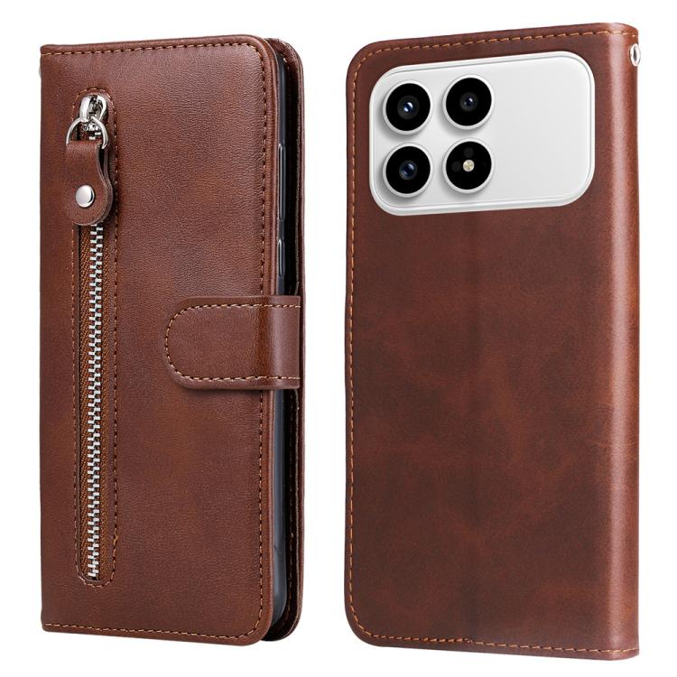 

For Redmi K90 / Xiaomi Poco F8 Pro 5G Fashion Calf Texture Zipper Leather Phone Case(Brown)