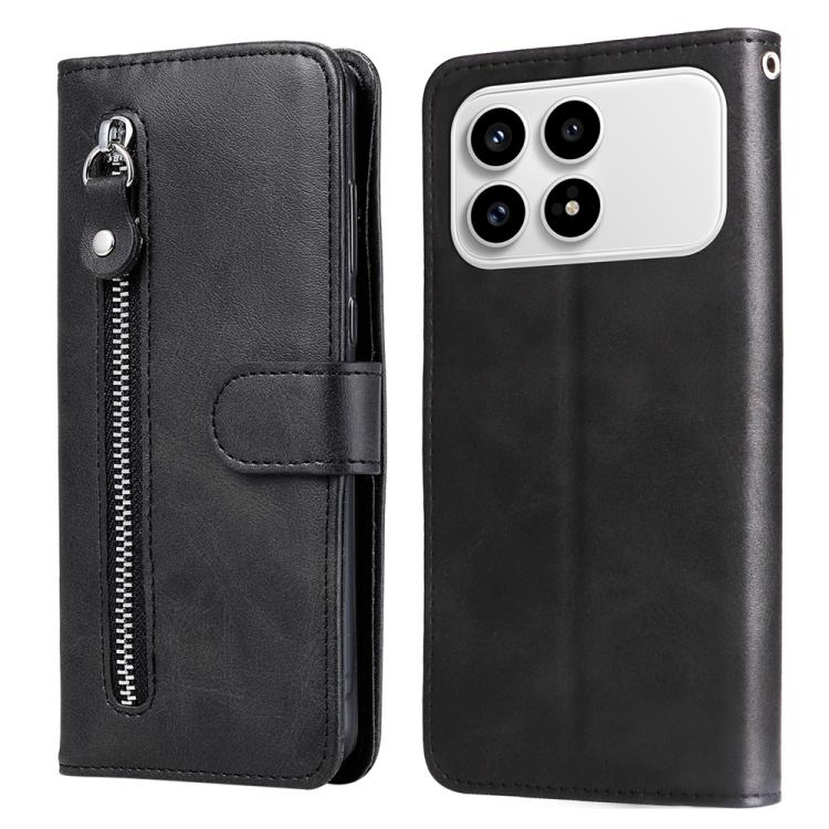 

For Redmi K90 / Xiaomi Poco F8 Pro 5G Fashion Calf Texture Zipper Leather Phone Case(Black)