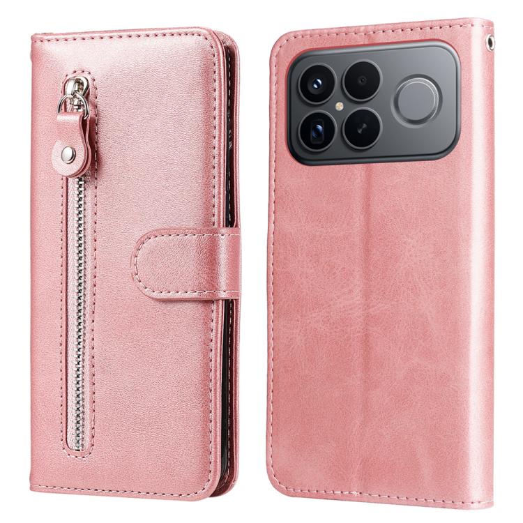 

For Redmi K90 Pro Max / Xiaomi Poco F8 Ultra 5G Fashion Calf Texture Zipper Leather Phone Case(Rose Gold)