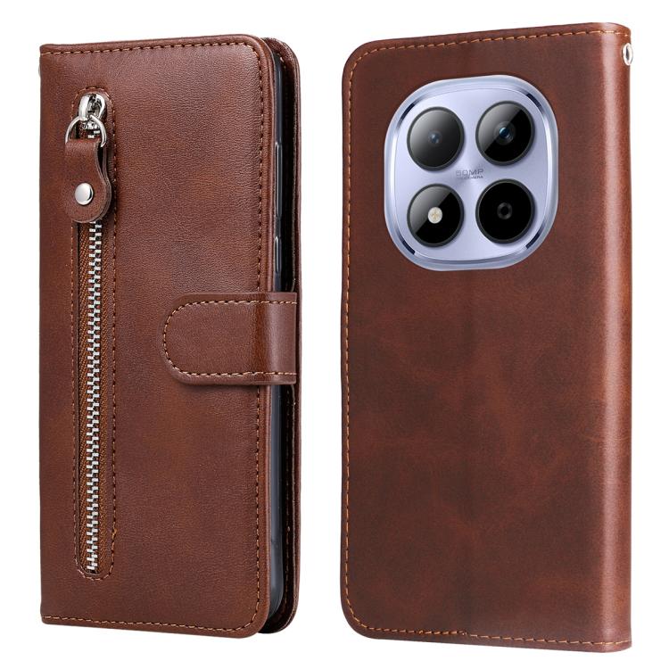

For Redmi Note 15 Pro 4G Global 165.8mm Fashion Calf Texture Zipper Leather Phone Case(Brown)