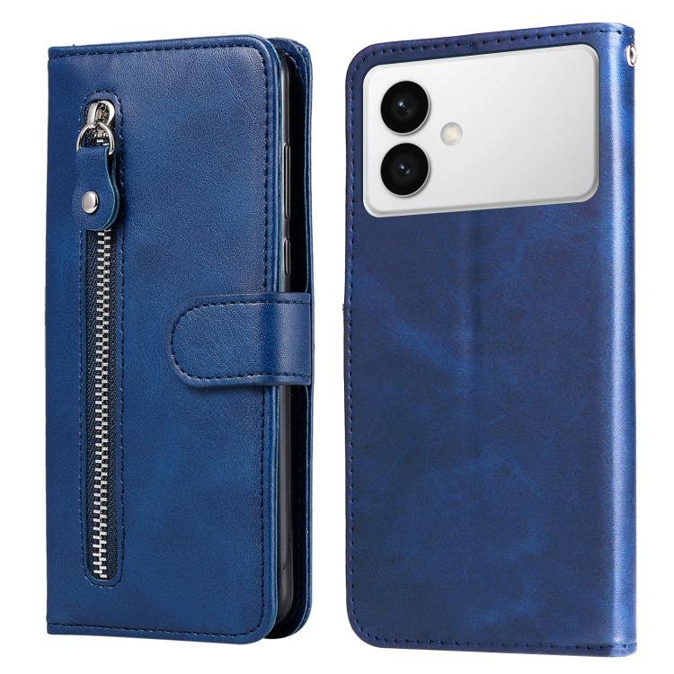 

For Samsung Galaxy S26 Edge 5G Fashion Calf Texture Zipper Leather Phone Case(Blue)
