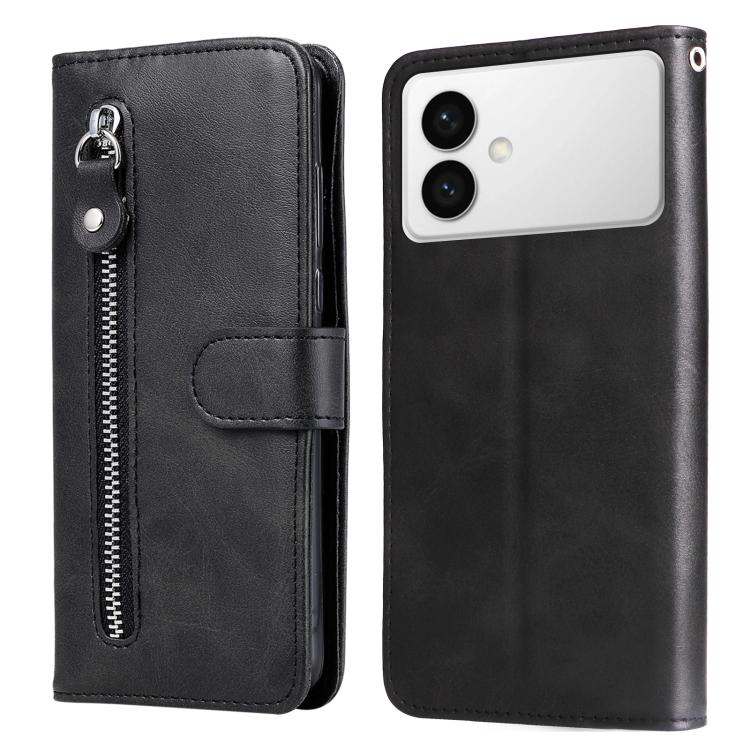 

For Samsung Galaxy S26 Edge 5G Fashion Calf Texture Zipper Leather Phone Case(Black)