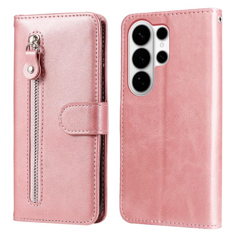 

For Samsung Galaxy S26 Ultra 5G Fashion Calf Texture Zipper Leather Phone Case(Rose Gold)