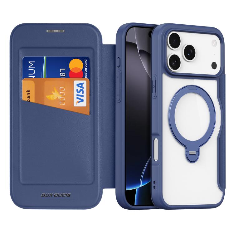 

For iPhone 17 Pro DUX DUCIS Skin X Pro Series MagSafe Ring Holder Leather Phone Case(Blue)