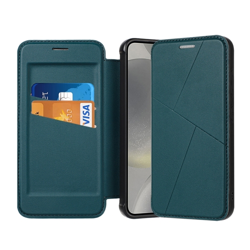 

For Samsung Galaxy S24 5G Magnetic Armor Series RFID Card Slots Leather Phone Case(Green)