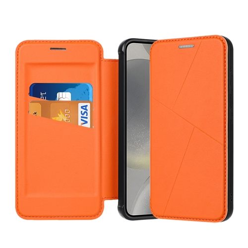 

For Samsung Galaxy S24+ 5G Magnetic Armor Series RFID Card Slots Leather Phone Case(Orange)