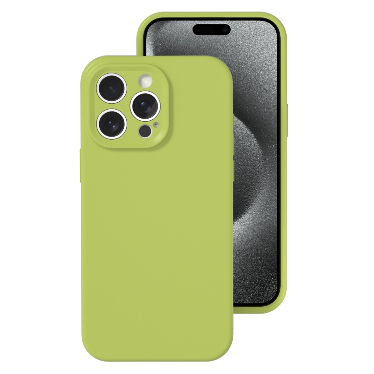 

For iPhone 15 Pro Max Precise Hole Liquid Silicone Jelly Color Full Coverage Phone Case(Willow Green)