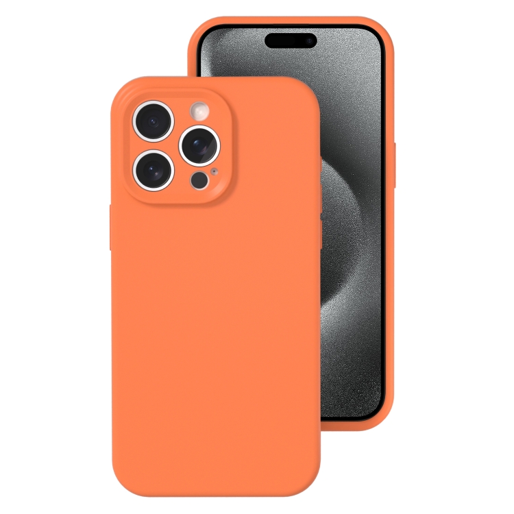 

For iPhone 15 Pro Max Precise Hole Liquid Silicone Jelly Color Full Coverage Phone Case(Sugar Orange Color)