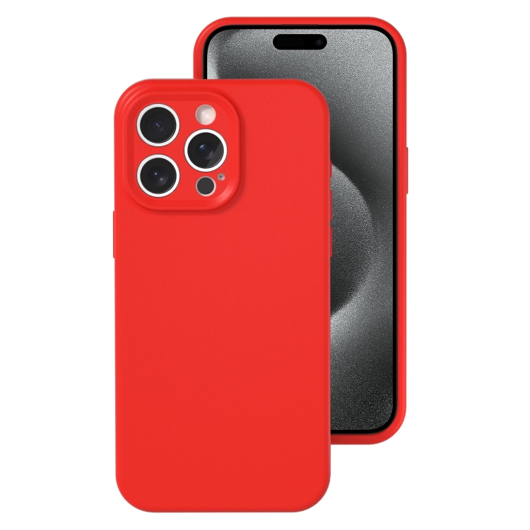

For iPhone 15 Pro Max Precise Hole Liquid Silicone Jelly Color Full Coverage Phone Case(The Chinese Red)