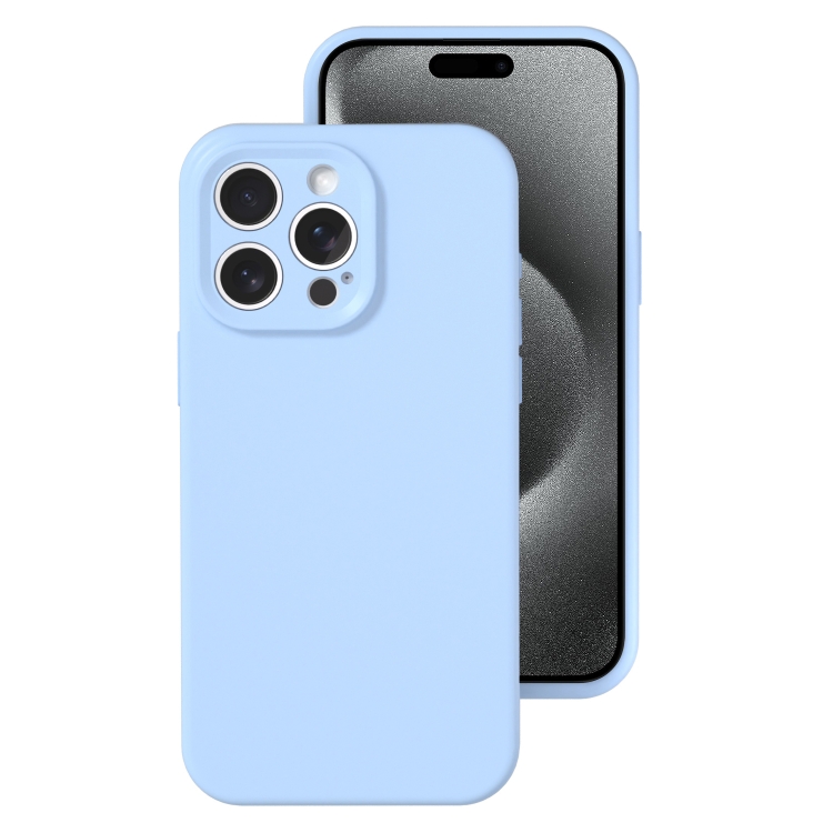 

For iPhone 15 Pro Max Precise Hole Liquid Silicone Jelly Color Full Coverage Phone Case(Sky Blue)