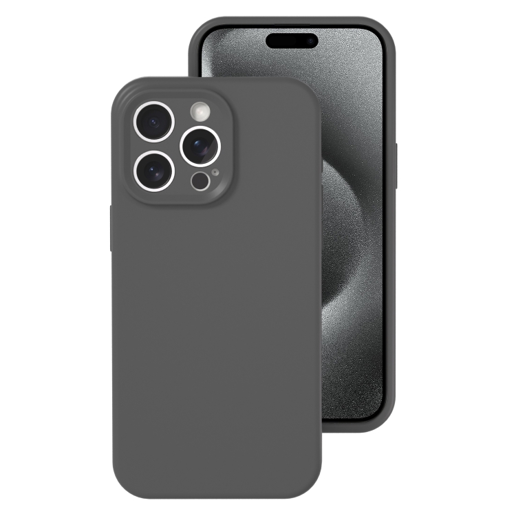 

For iPhone 15 Pro Precise Hole Liquid Silicone Jelly Color Full Coverage Phone Case(Carbon Gray)