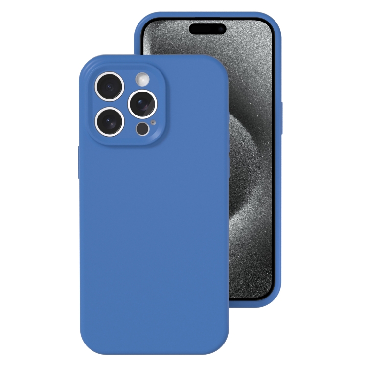 

For iPhone 15 Pro Precise Hole Liquid Silicone Jelly Color Full Coverage Phone Case(Navy Blue)