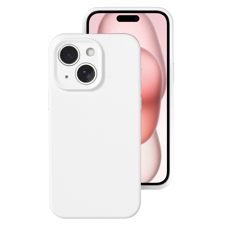For iPhone 15 Plus Precise Hole Liquid Silicone Jelly Color Full Coverage Phone Case(White)