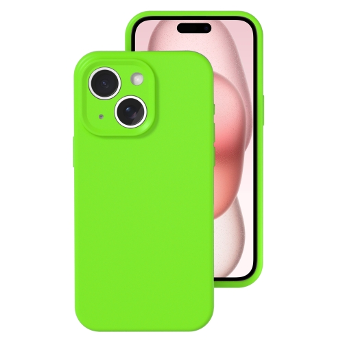 

For iPhone 15 Plus Precise Hole Liquid Silicone Jelly Color Full Coverage Phone Case(Fluorescent Green)