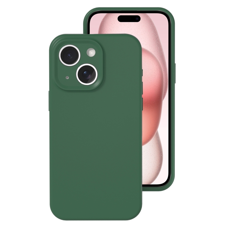 

For iPhone 15 Plus Precise Hole Liquid Silicone Jelly Color Full Coverage Phone Case(Moss Green)