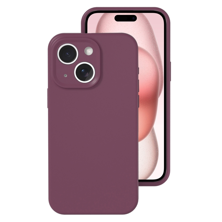 

For iPhone 15 Plus Precise Hole Liquid Silicone Jelly Color Full Coverage Phone Case(Plum Colored)