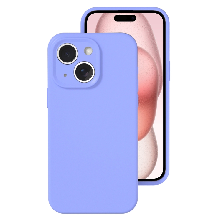 

For iPhone 15 Plus Precise Hole Liquid Silicone Jelly Color Full Coverage Phone Case(Light Purple)