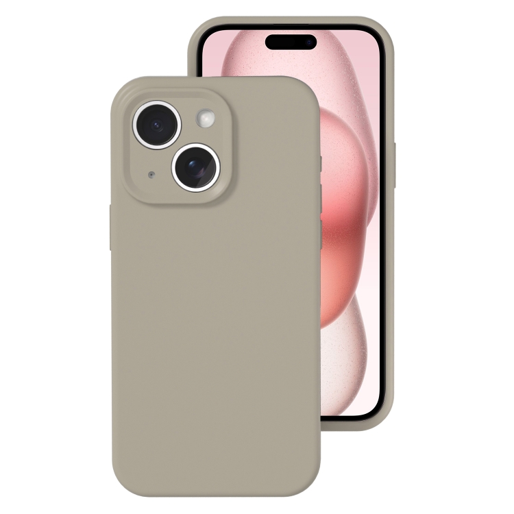 

For iPhone 15 Precise Hole Liquid Silicone Jelly Color Full Coverage Phone Case(Rock Gray)
