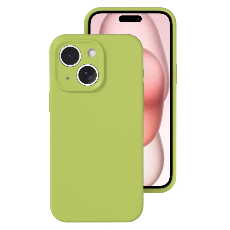 

For iPhone 15 Precise Hole Liquid Silicone Jelly Color Full Coverage Phone Case(Willow Green)