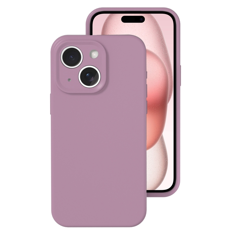 

For iPhone 15 Precise Hole Liquid Silicone Jelly Color Full Coverage Phone Case(Blackcurrant Color)