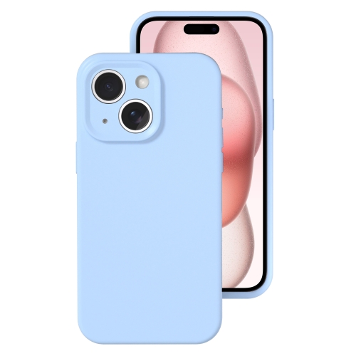 

For iPhone 15 Precise Hole Liquid Silicone Jelly Color Full Coverage Phone Case(Sky Blue)