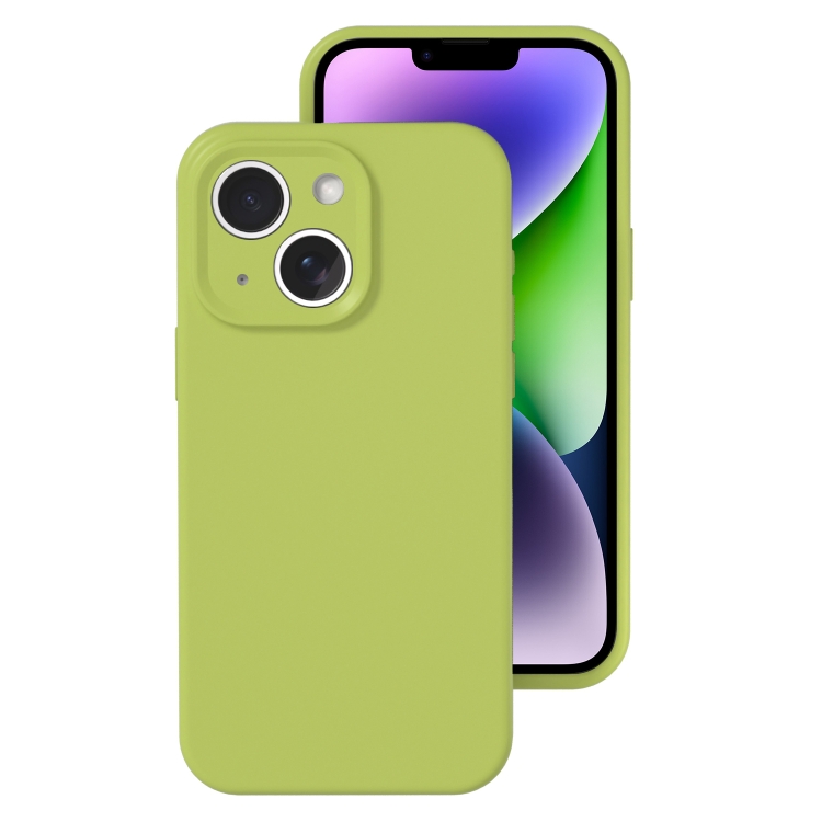 

For iPhone 14 Plus Precise Hole Liquid Silicone Jelly Color Full Coverage Phone Case(Willow Green)