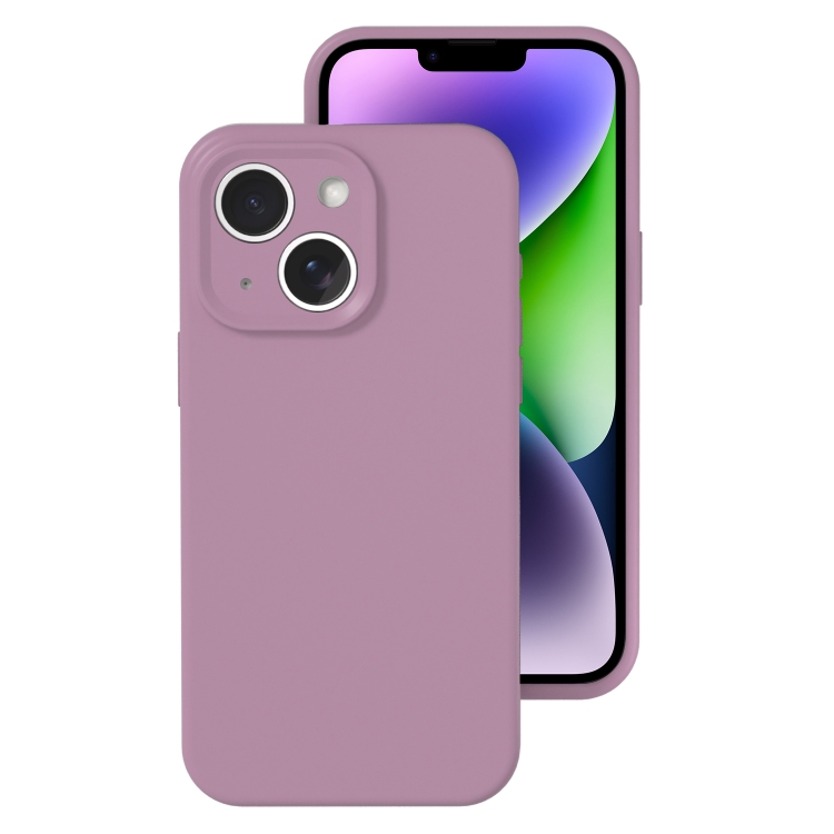 

For iPhone 14 Plus Precise Hole Liquid Silicone Jelly Color Full Coverage Phone Case(Blackcurrant Color)