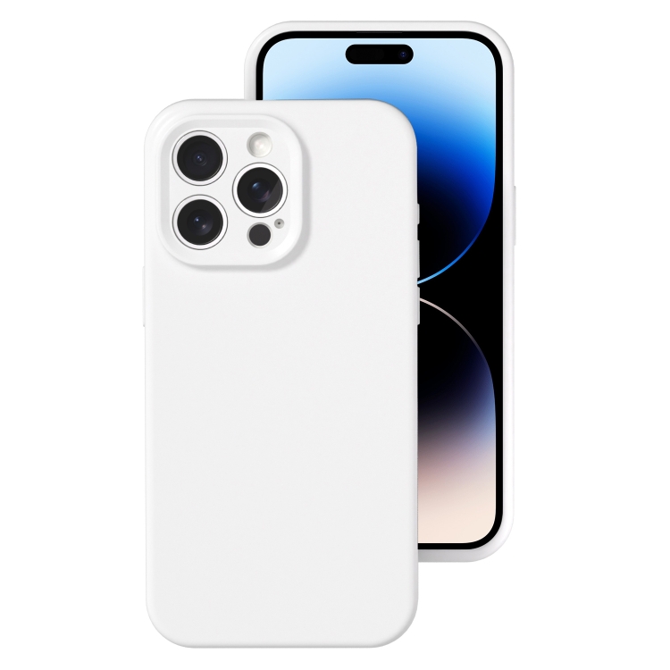 

For iPhone 14 Pro Precise Hole Liquid Silicone Jelly Color Full Coverage Phone Case(White)