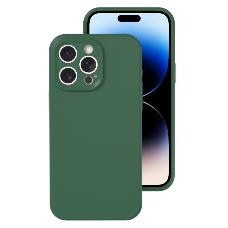 

For iPhone 14 Pro Precise Hole Liquid Silicone Jelly Color Full Coverage Phone Case(Moss Green)