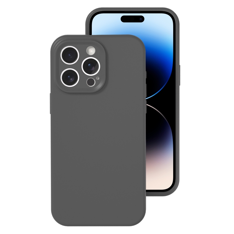 

For iPhone 14 Pro Max Precise Hole Liquid Silicone Jelly Color Full Coverage Phone Case(Carbon Gray)
