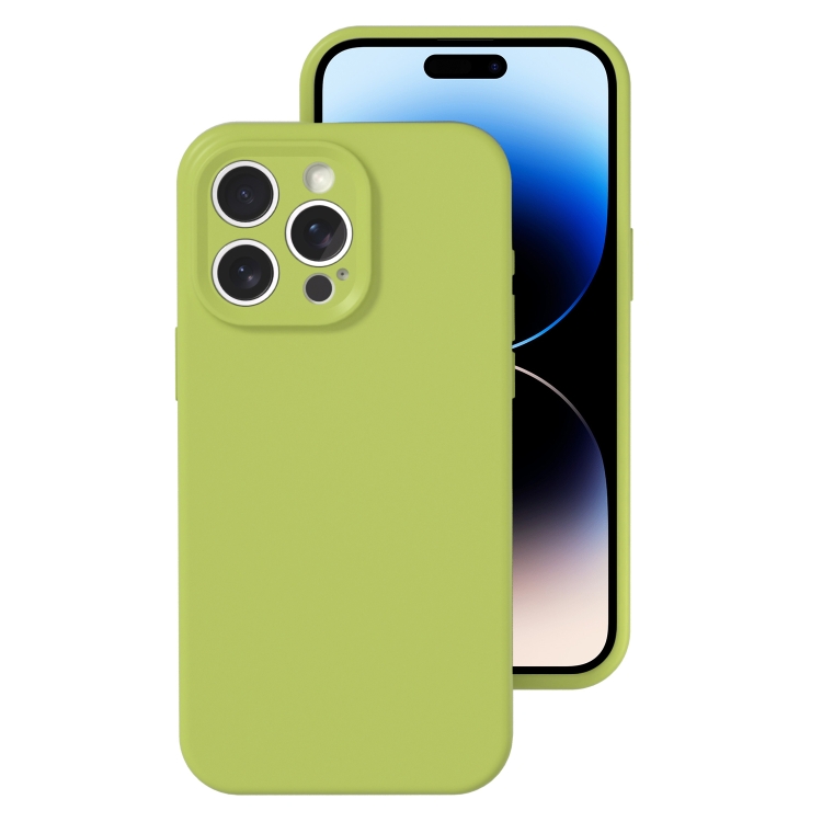

For iPhone 14 Pro Max Precise Hole Liquid Silicone Jelly Color Full Coverage Phone Case(Willow Green)