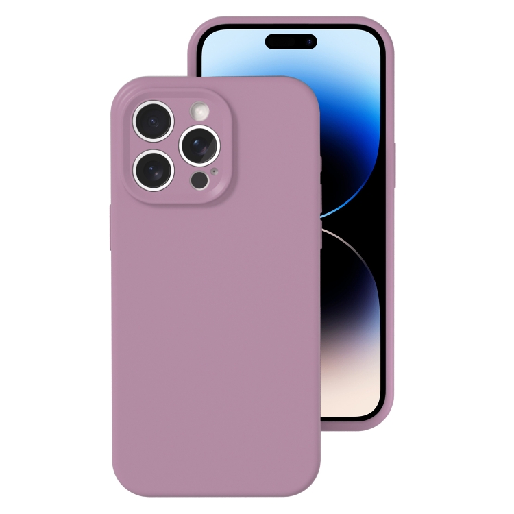 

For iPhone 14 Pro Max Precise Hole Liquid Silicone Jelly Color Full Coverage Phone Case(Blackcurrant Color)