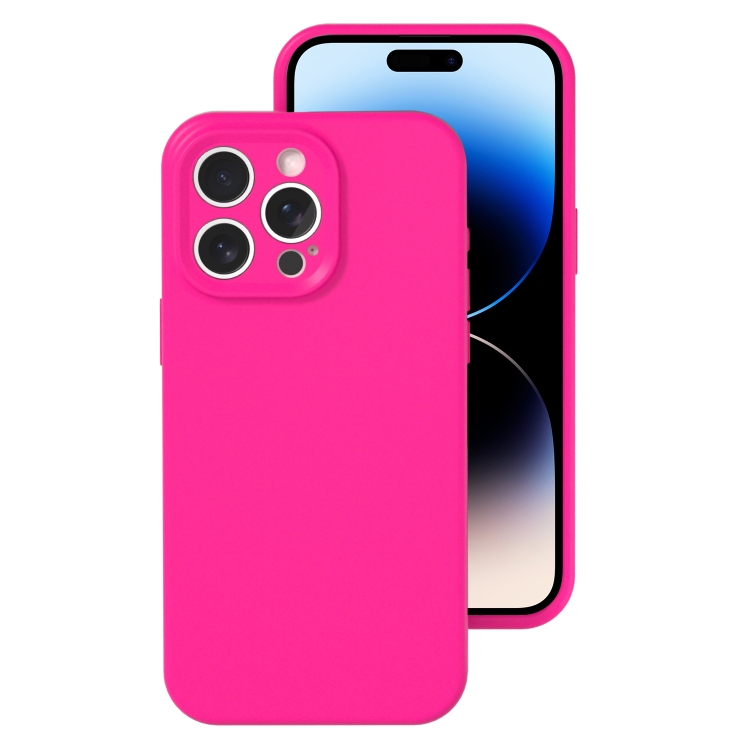 

For iPhone 14 Pro Max Precise Hole Liquid Silicone Jelly Color Full Coverage Phone Case(Brilliant Pink)