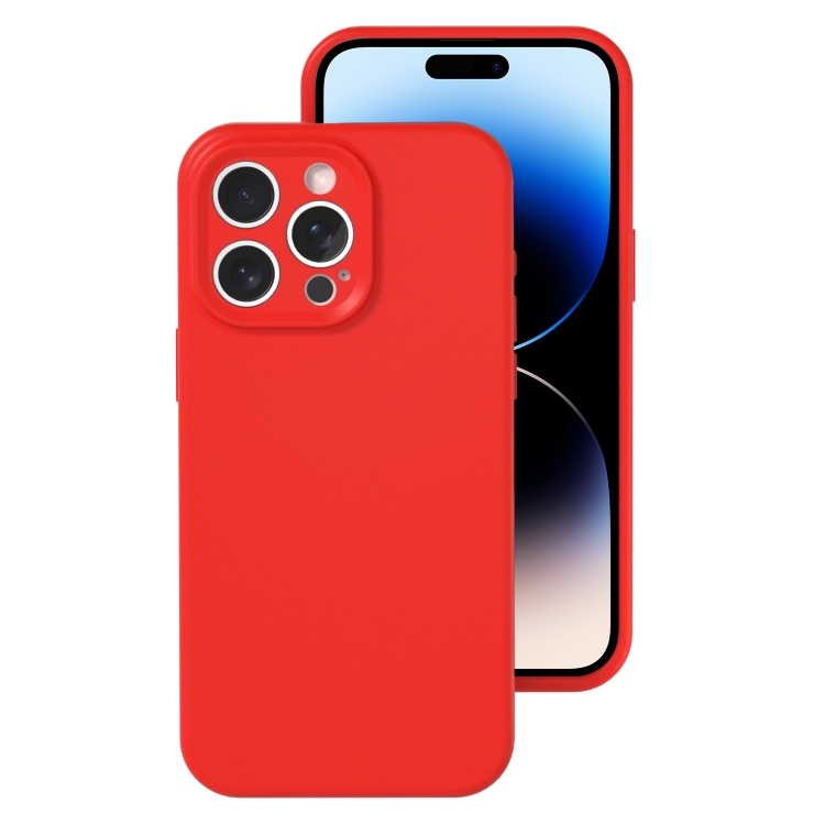

For iPhone 14 Pro Max Precise Hole Liquid Silicone Jelly Color Full Coverage Phone Case(The Chinese Red)