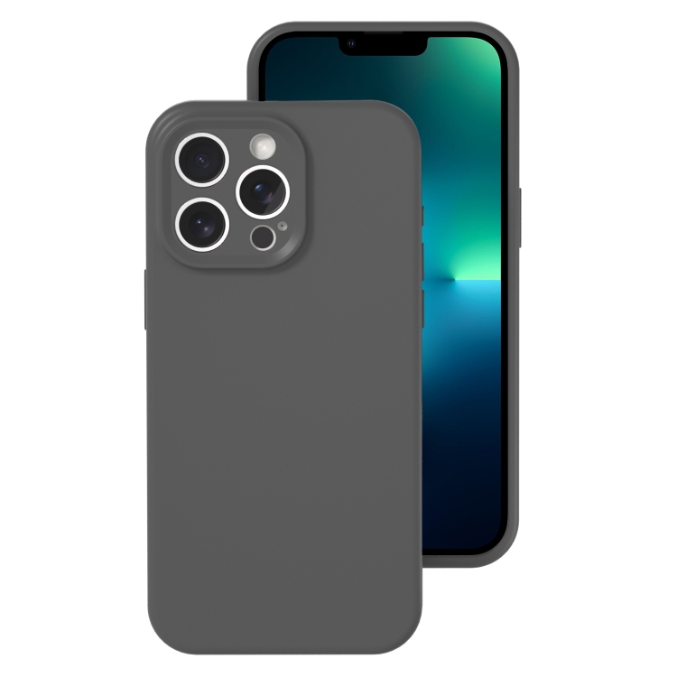 

For iPhone 13 Pro Max Precise Hole Liquid Silicone Jelly Color Full Coverage Phone Case(Carbon Gray)