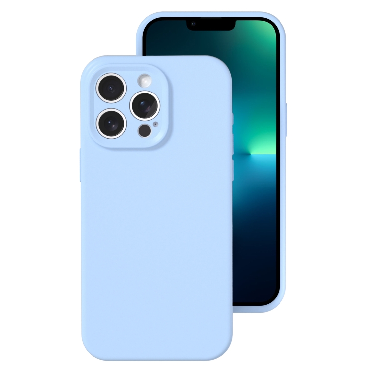 

For iPhone 13 Pro Precise Hole Liquid Silicone Jelly Color Full Coverage Phone Case(Sky Blue)