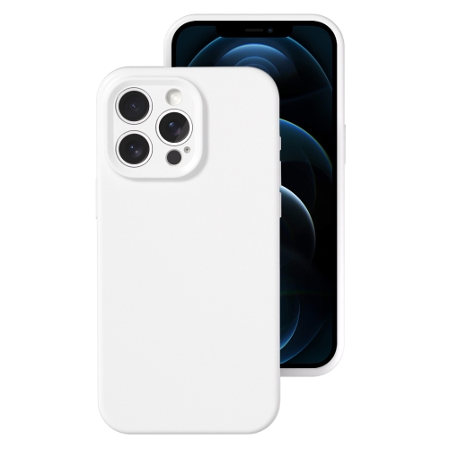 

For iPhone 12 Pro Max Precise Hole Liquid Silicone Jelly Color Full Coverage Phone Case(White)
