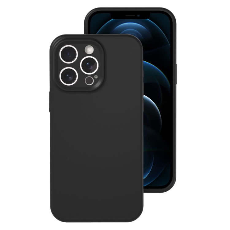 

For iPhone 12 Pro Max Precise Hole Liquid Silicone Jelly Color Full Coverage Phone Case(Black)