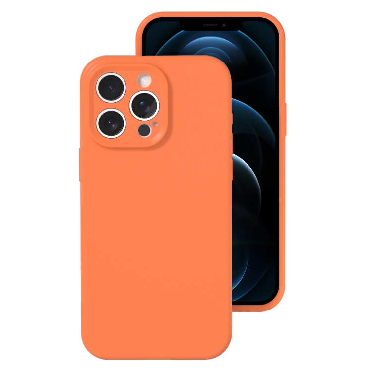 

For iPhone 12 Pro Max Precise Hole Liquid Silicone Jelly Color Full Coverage Phone Case(Sugar Orange Color)