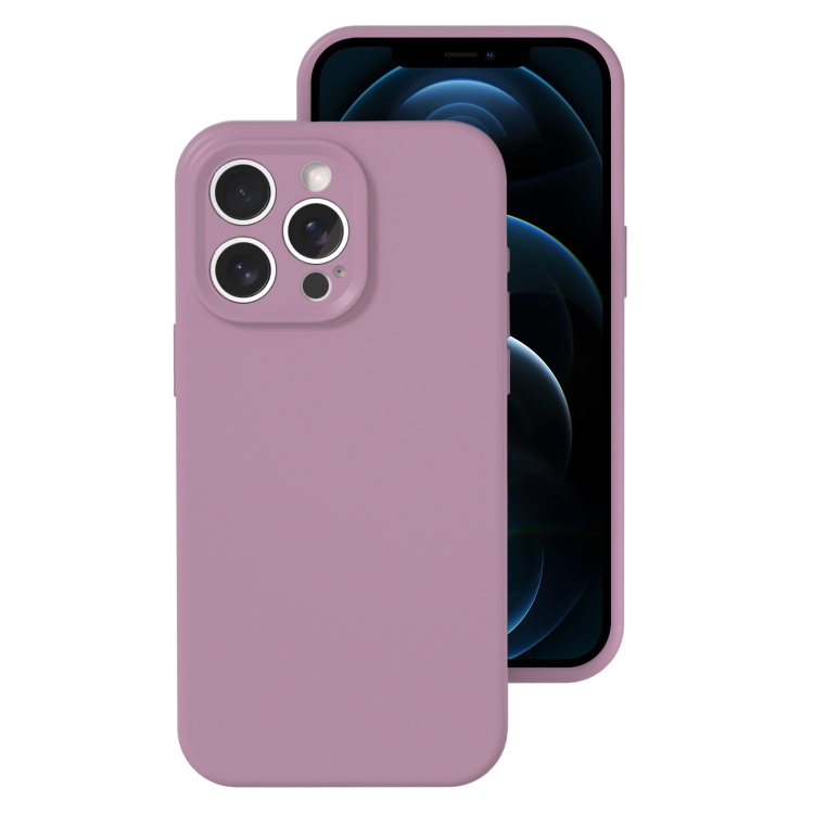 

For iPhone 12 Pro Max Precise Hole Liquid Silicone Jelly Color Full Coverage Phone Case(Blackcurrant Color)