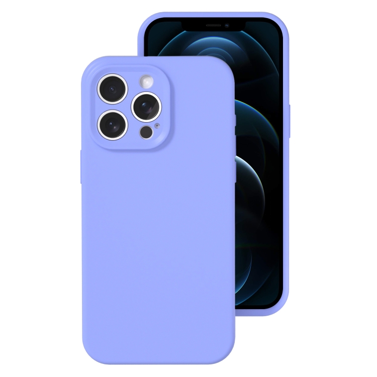

For iPhone 12 Pro Max Precise Hole Liquid Silicone Jelly Color Full Coverage Phone Case(Light Purple)