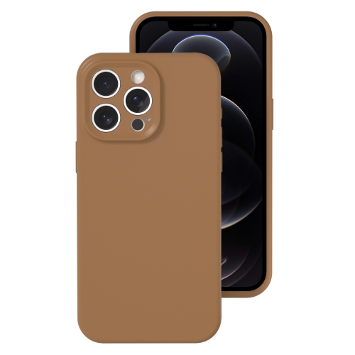 

For iPhone 12 Pro Precise Hole Liquid Silicone Jelly Color Full Coverage Phone Case(Khaki)