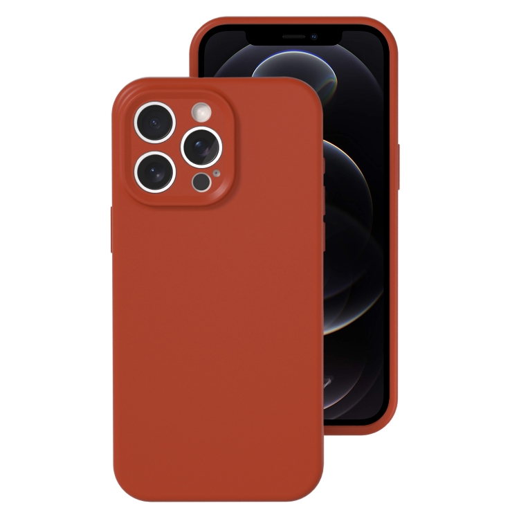 

For iPhone 12 Pro Precise Hole Liquid Silicone Jelly Color Full Coverage Phone Case(Caramel Brown)