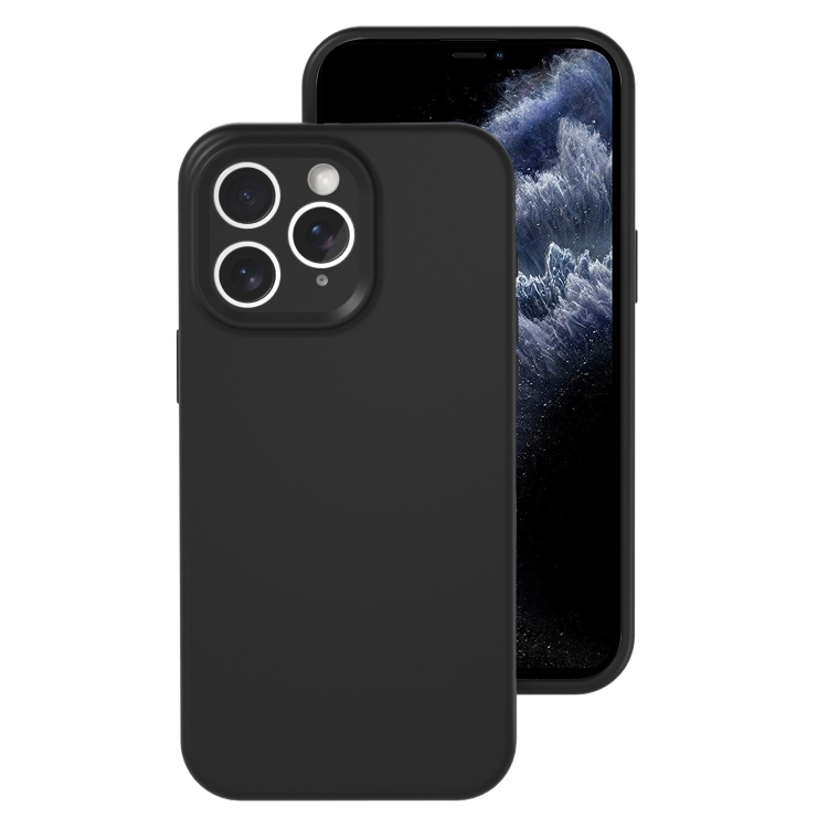 

For iPhone 11 Pro Max Precise Hole Liquid Silicone Jelly Color Full Coverage Phone Case(Black)