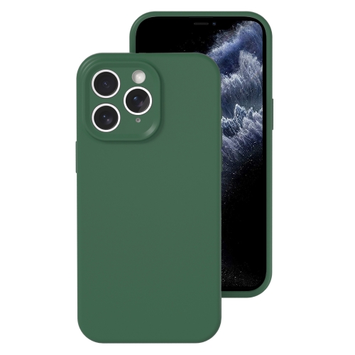 

For iPhone 11 Pro Max Precise Hole Liquid Silicone Jelly Color Full Coverage Phone Case(Moss Green)