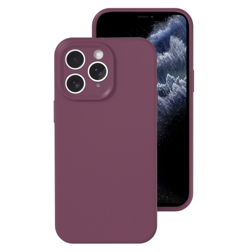 

For iPhone 11 Pro Max Precise Hole Liquid Silicone Jelly Color Full Coverage Phone Case(Plum Colored)